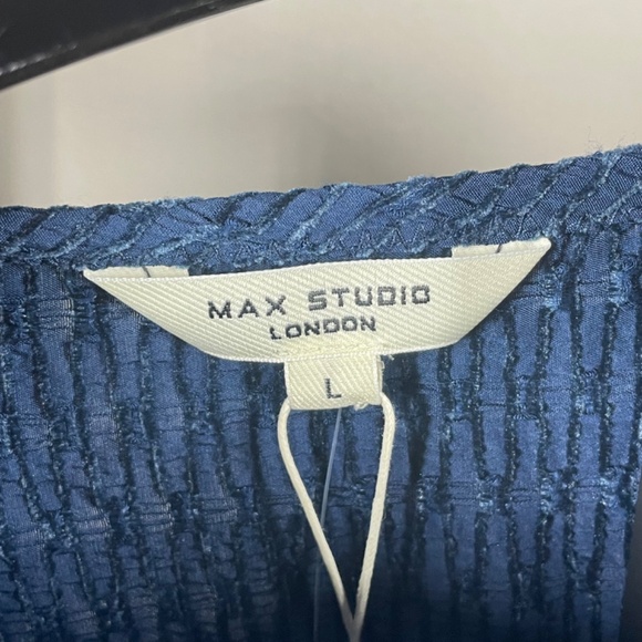 NEW Max Studio Shirt Womens Large blue boho casual classic - Picture 4 of 11